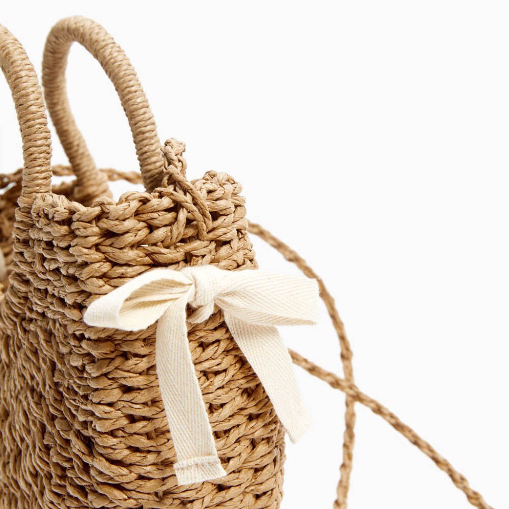 New Winter Women'S Woven Bag Girls Plush Straw Handbag Plush Jacket Mini Basket Straw Bag Small Messenger Bag - ebowsos