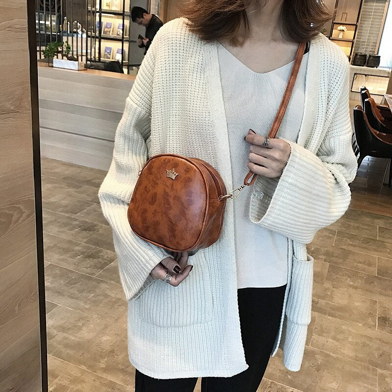 New Women Bag Imperial Crown Women Messenger Bag Small Shell Shape Crossbody Bag Pu Leather Fashion Designer Handbag - ebowsos