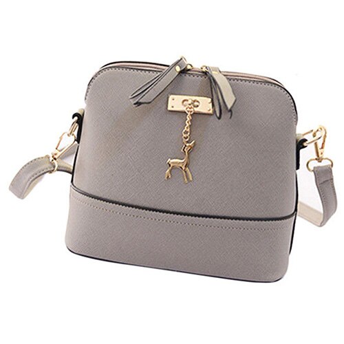 New Women Messenger Bags Vintage Small Shell Leather Handbag Casual Bag Main Colour:Gray - ebowsos