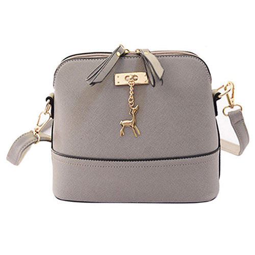 New Women Messenger Bags Vintage Small Shell Leather Handbag Casual Bag Main Colour:Gray - ebowsos