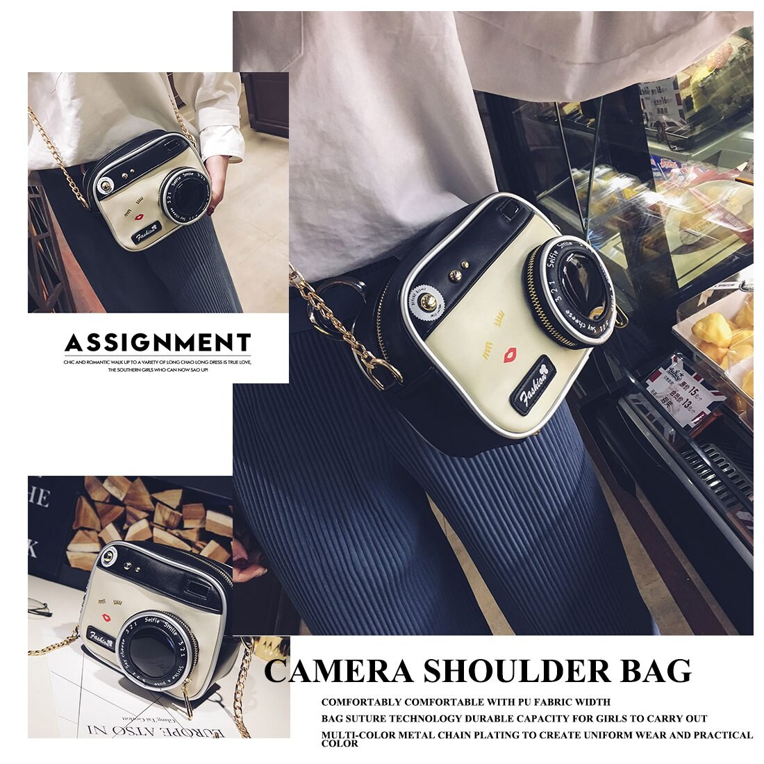 New female tide shoulder bag retro bag fashion camera shoulder bag small party handbag chain Messenger bag - ebowsos