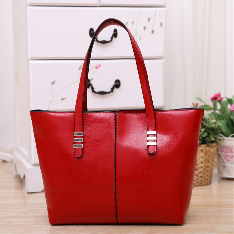 New promotion women PU Leather handbag bags fashion shoulder bag large bag - Red - ebowsos