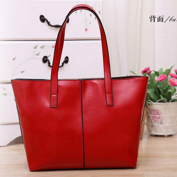 New promotion women PU Leather handbag bags fashion shoulder bag large bag - Red - ebowsos