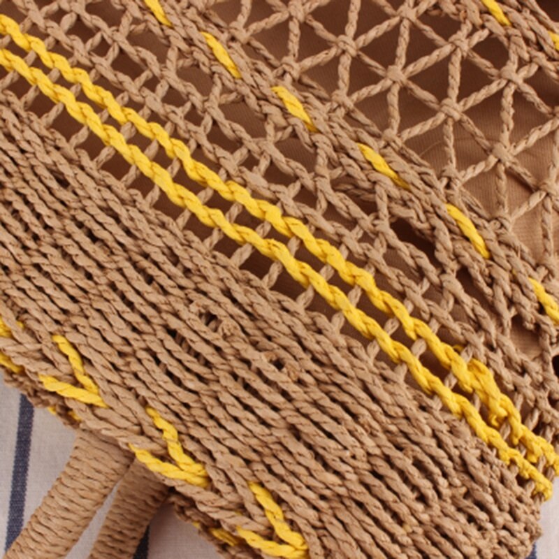 Newest Hot Women Summer Beach Tote Bag Ladies Casual Holiday Wicker Straw Rattan Hollow Out Hand Woven Bags - ebowsos