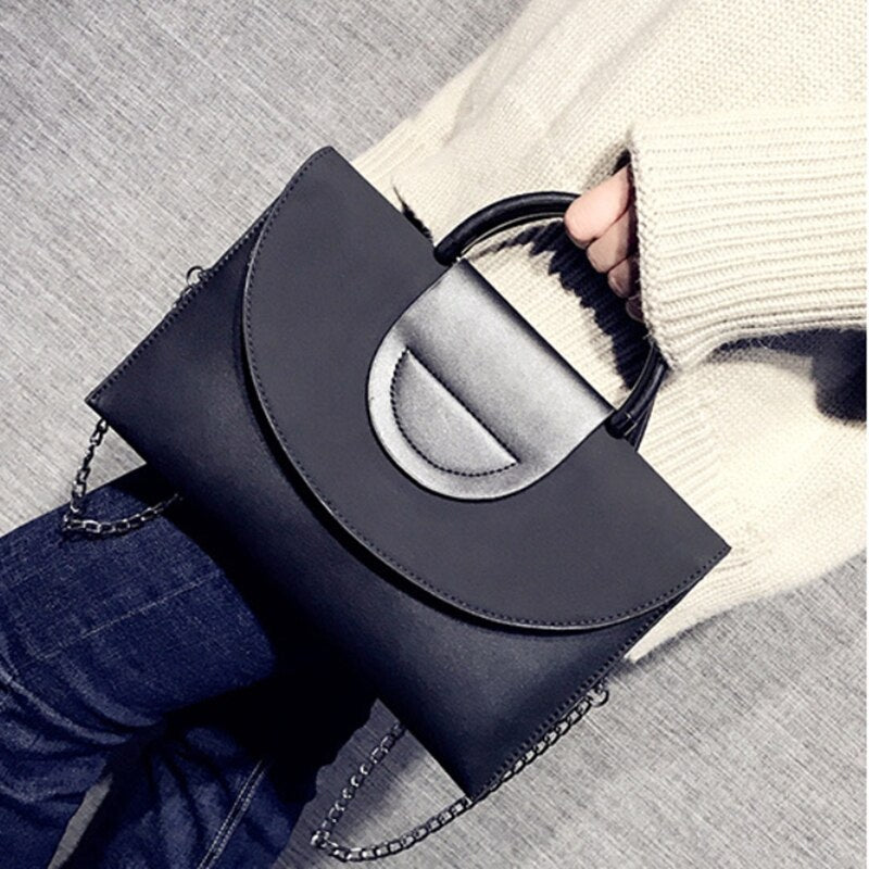 PU Chain Bag Clutch Bag One Shoulder Messenger Bag Korean Personality Fashion Wild Temperament Handbags Woman Fashion Clu - ebowsos