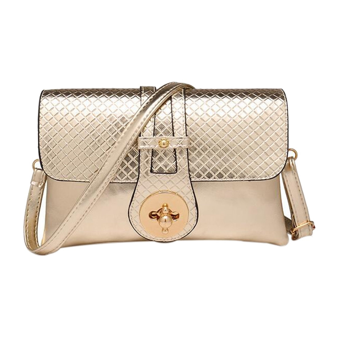 PU Material Crocodile Women Messenger Bags Ladies Crossbody Bags For Women Casual Bag Purse Clutch (Gold-Braided texture) - ebowsos