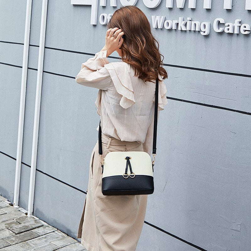 Patchwork Crossbody Bags for Women Fashion Shoulder Bag Shell Women Messenger Bags Leather Handbag - ebowsos