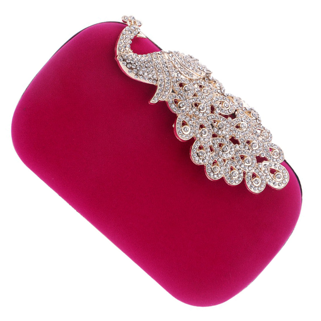 Peacock Rhinestones evening bags purse clutch evening bag shoulder bag for wedding, Rose Red - ebowsos