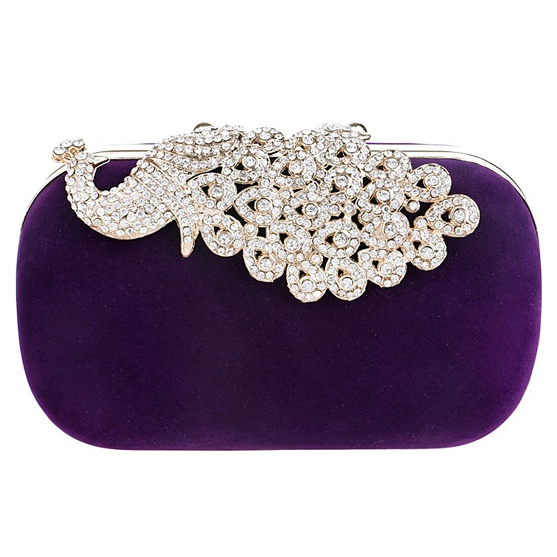 Peacock Rhinestones evening bags purse clutch evening bag shoulder bag for wedding, Rose Red - ebowsos