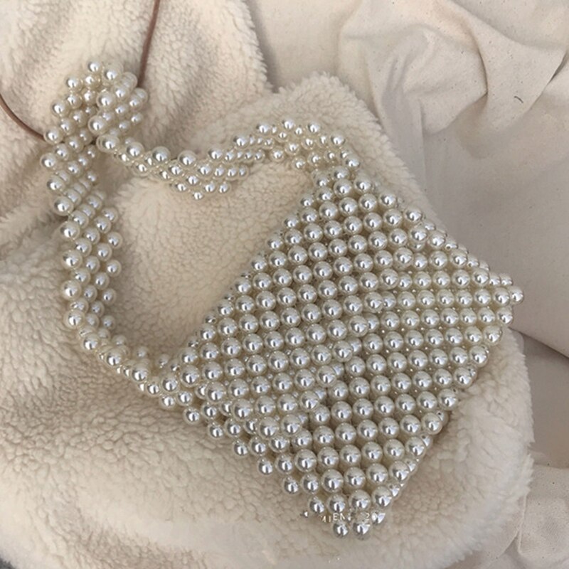 Pearls Bag Beaded Shoulder Bag Women Vintage Retro Ladies Plastic Acrylic Bag New Ins Summer Spring - ebowsos