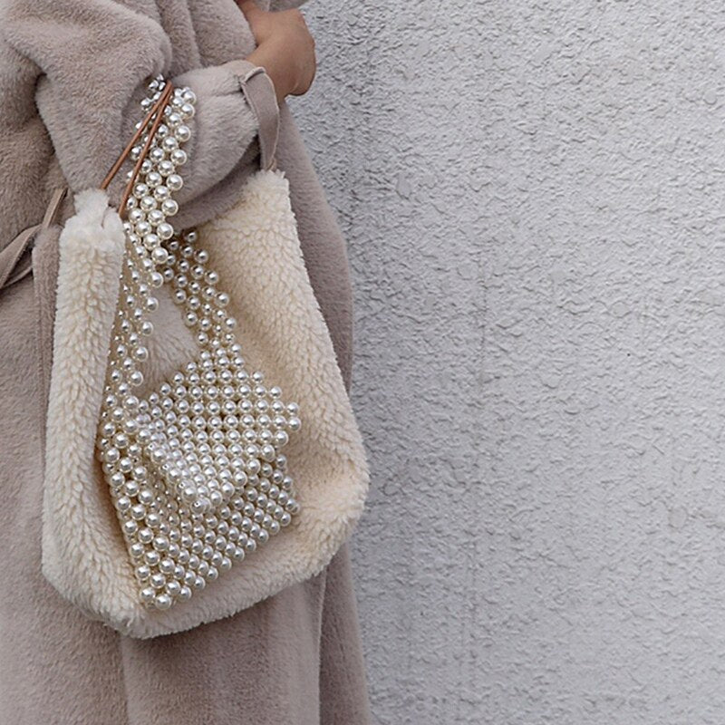 Pearls Bag Beaded Shoulder Bag Women Vintage Retro Ladies Plastic Acrylic Bag New Ins Summer Spring - ebowsos