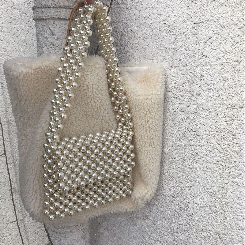 Pearls Bag Beaded Shoulder Bag Women Vintage Retro Ladies Plastic Acrylic Bag New Ins Summer Spring - ebowsos