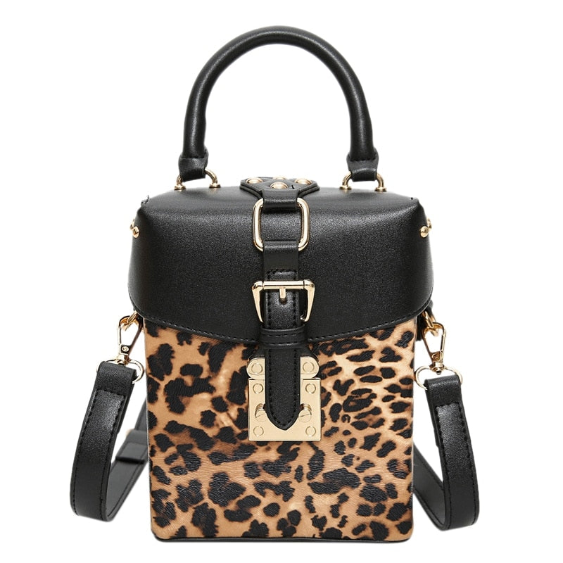 Personalized Box Handbags Mini Cube Design Crossbody Bags For Women Messenger Bags Leopard - ebowsos