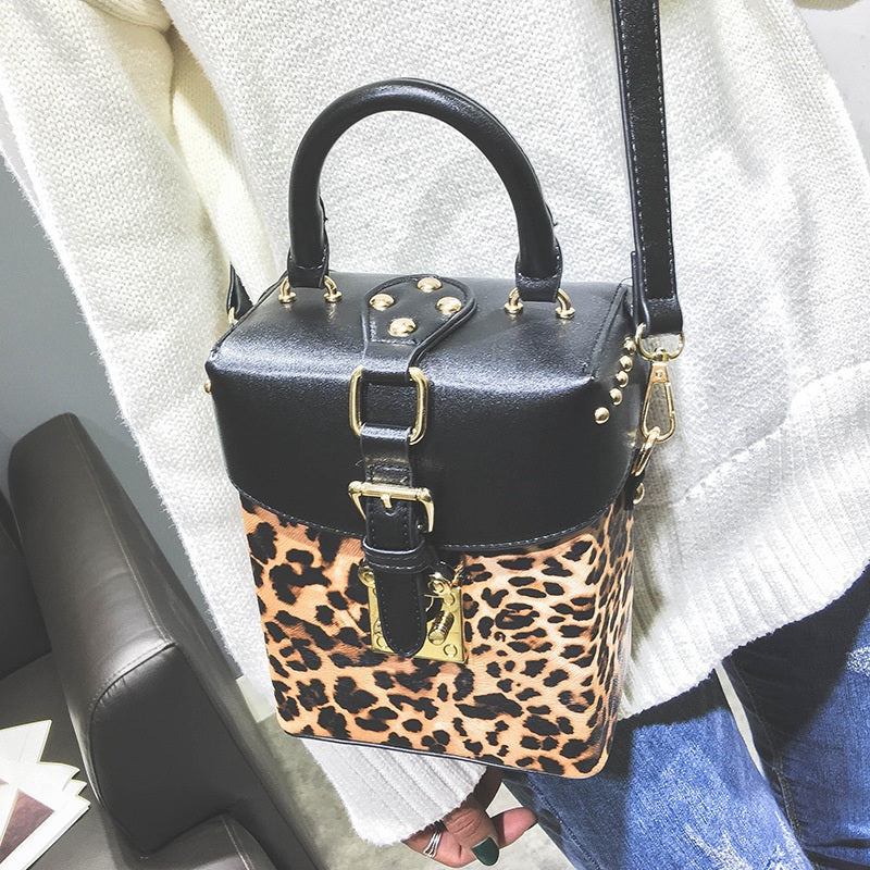 Personalized Box Handbags Mini Cube Design Crossbody Bags For Women Messenger Bags Leopard - ebowsos