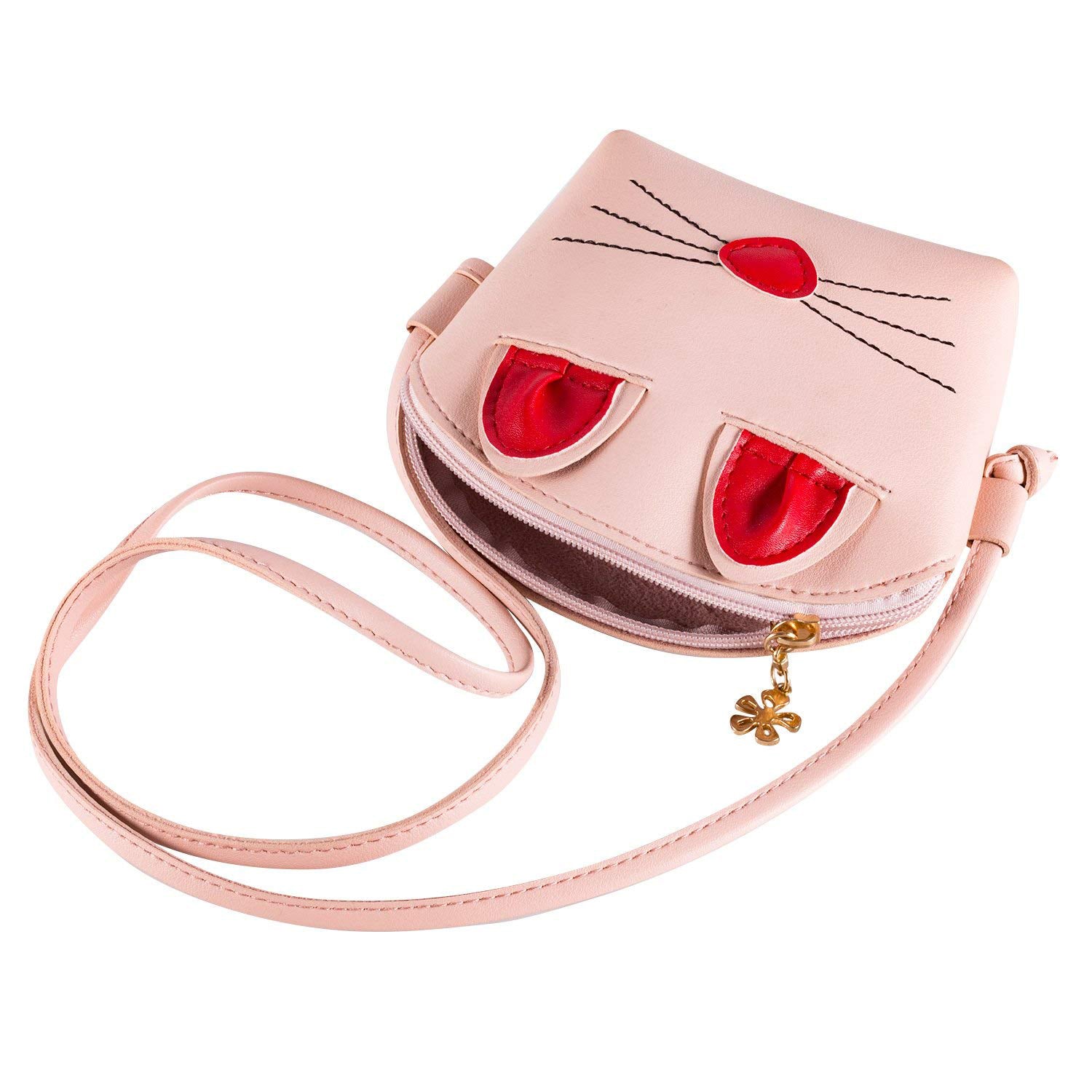 Pink Little Girls Crossbody Purse Cute Cat Shoulder Bag for Girls,Kids,Toddler - ebowsos