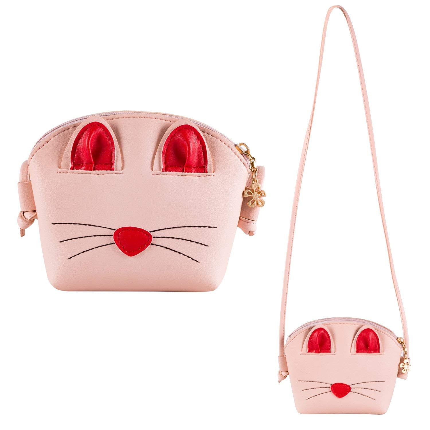 Pink Little Girls Crossbody Purse Cute Cat Shoulder Bag for Girls,Kids,Toddler - ebowsos