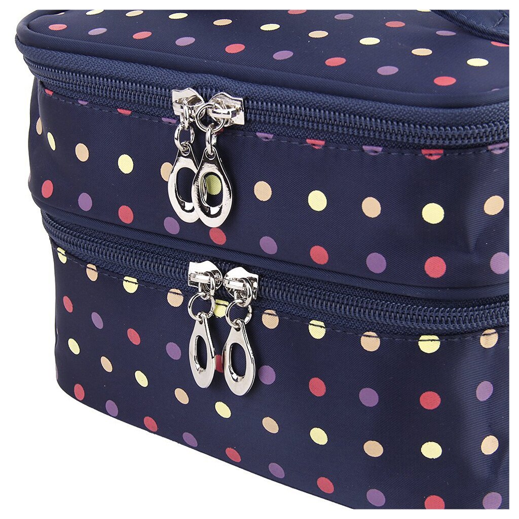 Polka dot double layer portable make-up package - ebowsos