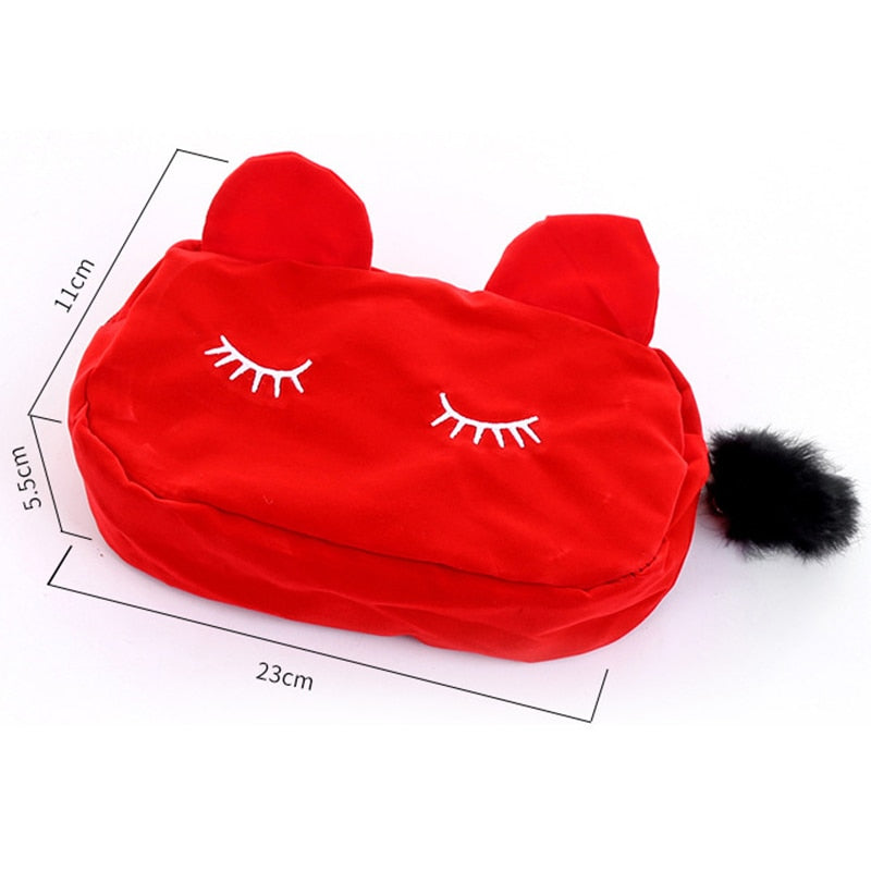 Portable Cartoon Pattern Cosmetic Bag Makeup Bags Pen Pencil Pouch Case Red - ebowsos