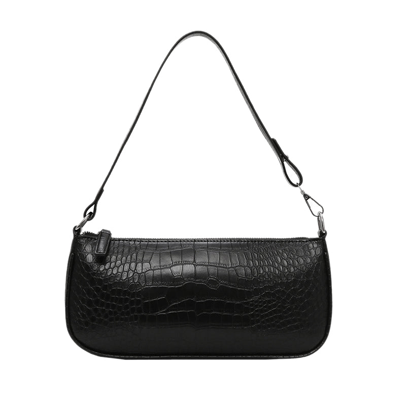 Pu Leather Retro Alligator Pattern Women Messenger Flap Handbags Street Casual Solid Zipper Shoulder Bags - ebowsos