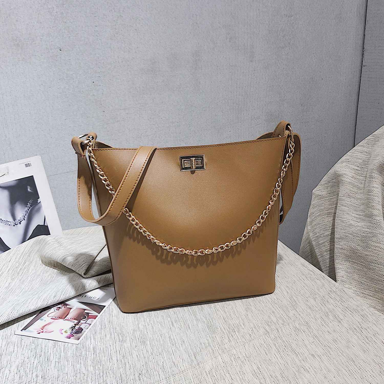 Pu Leather Shoulder Bag Female Simple Messenger Bag Retro Casual Square Package Fashion - ebowsos