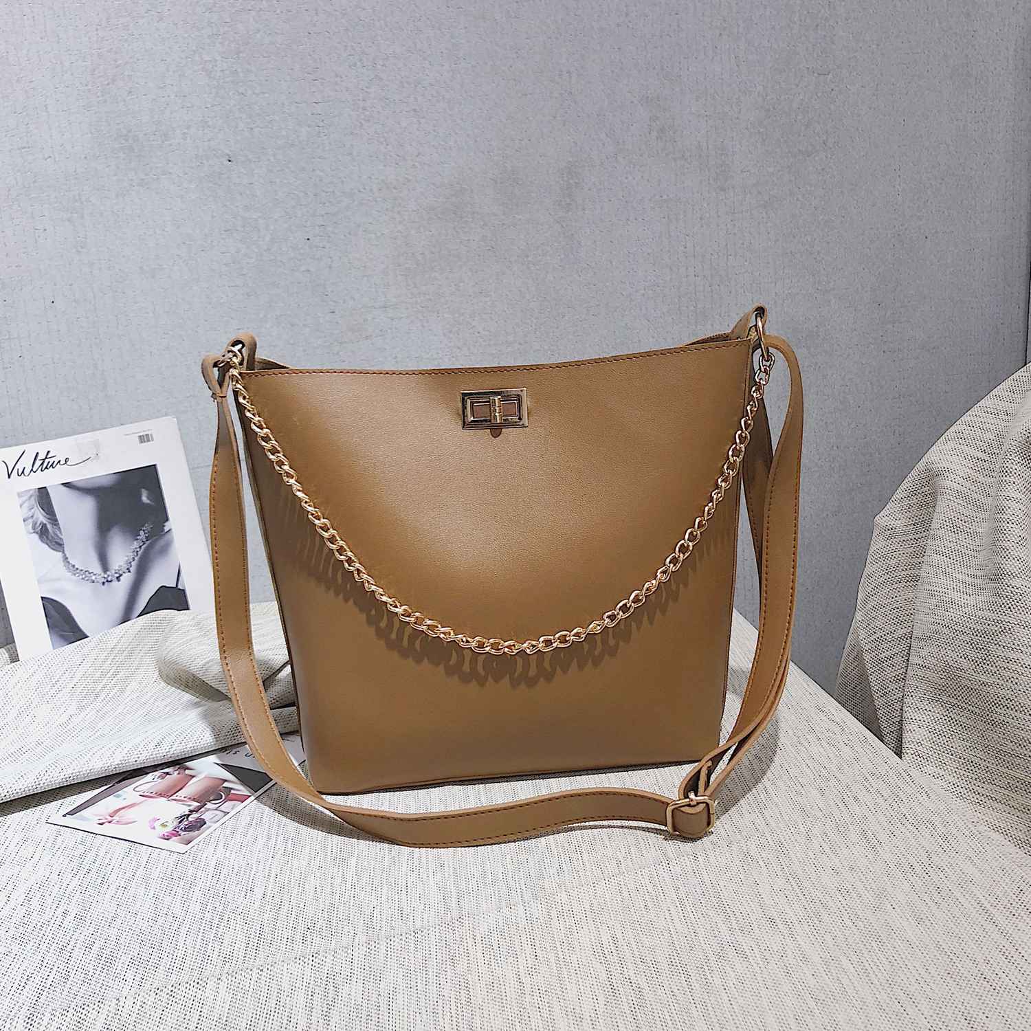 Pu Leather Shoulder Bag Female Simple Messenger Bag Retro Casual Square Package Fashion - ebowsos