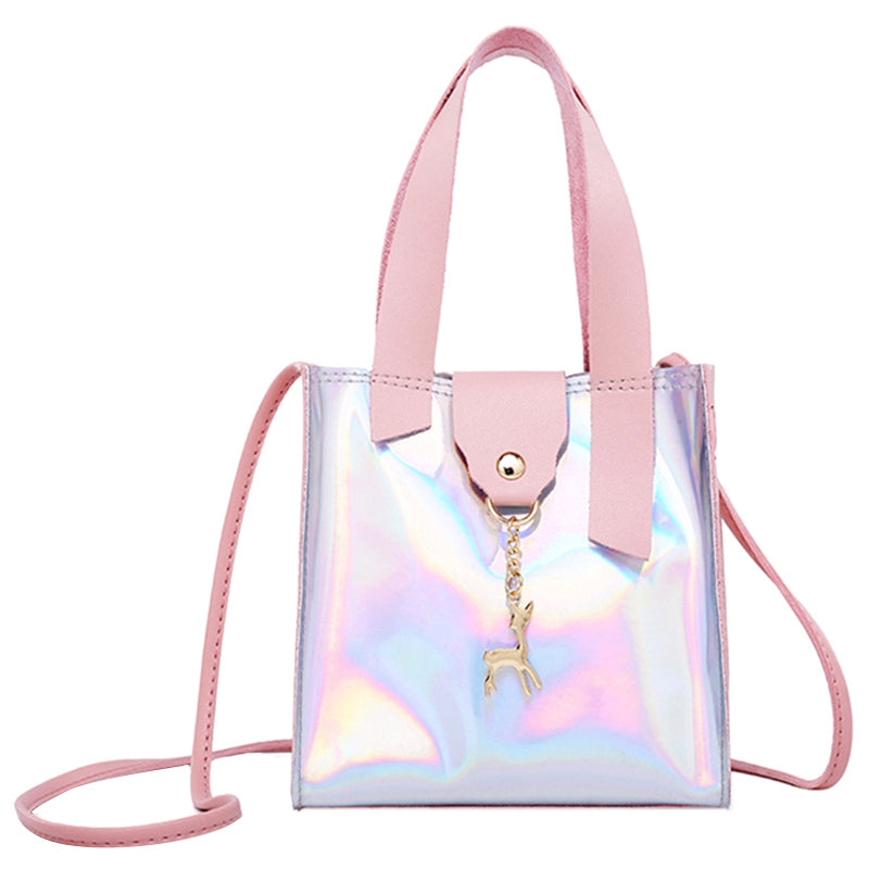 Pu Tote Bag Small Purses And Handbags Rainbow Mini Transparent Shoulder Messenger Crossbody Bags For Women - ebowsos