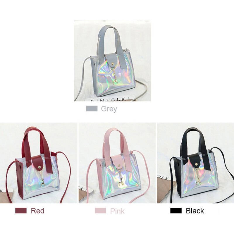 Pu Tote Bag Small Purses And Handbags Rainbow Mini Transparent Shoulder Messenger Crossbody Bags For Women - ebowsos