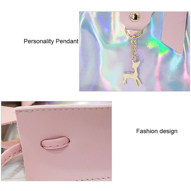 Pu Tote Bag Small Purses And Handbags Rainbow Mini Transparent Shoulder Messenger Crossbody Bags For Women - ebowsos