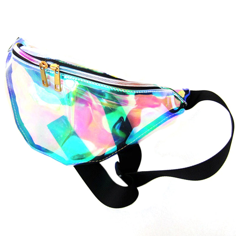 Punk Lady Girl Retro Rainbow Transparent Fanny Pack Bum Women Purse Waist Bag - ebowsos