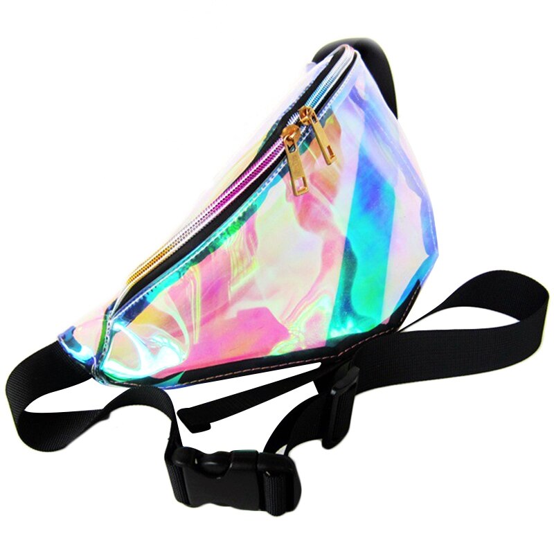 Punk Lady Girl Retro Rainbow Transparent Fanny Pack Bum Women Purse Waist Bag - ebowsos