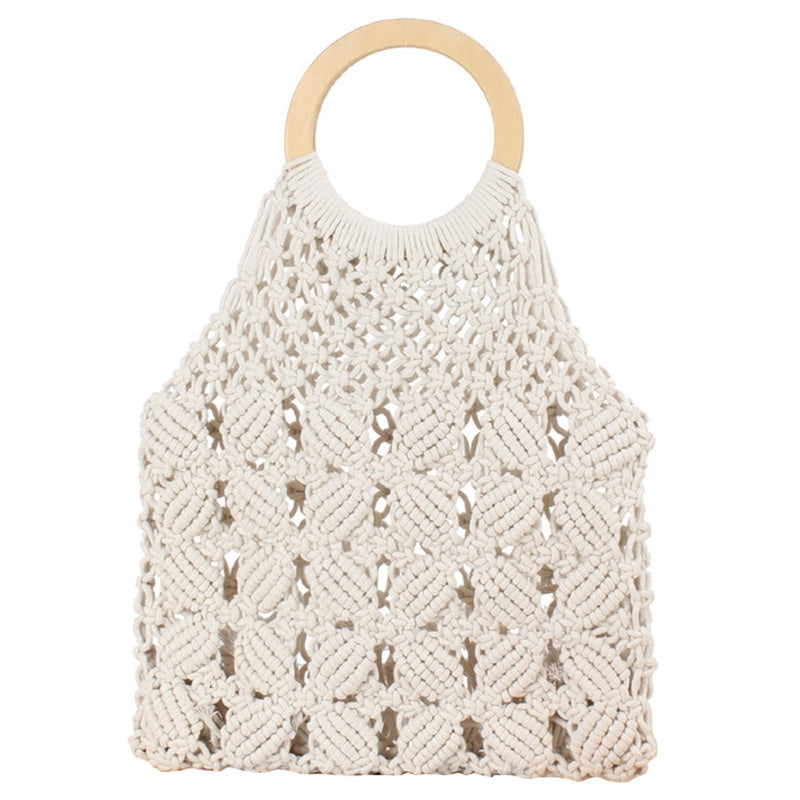 Rattan Cotton Rope Hollow Straw Woven Beach Bag Without Lining Storage Bag Fashion Women'S Totes Fashion Shoulder Bags - ebowsos