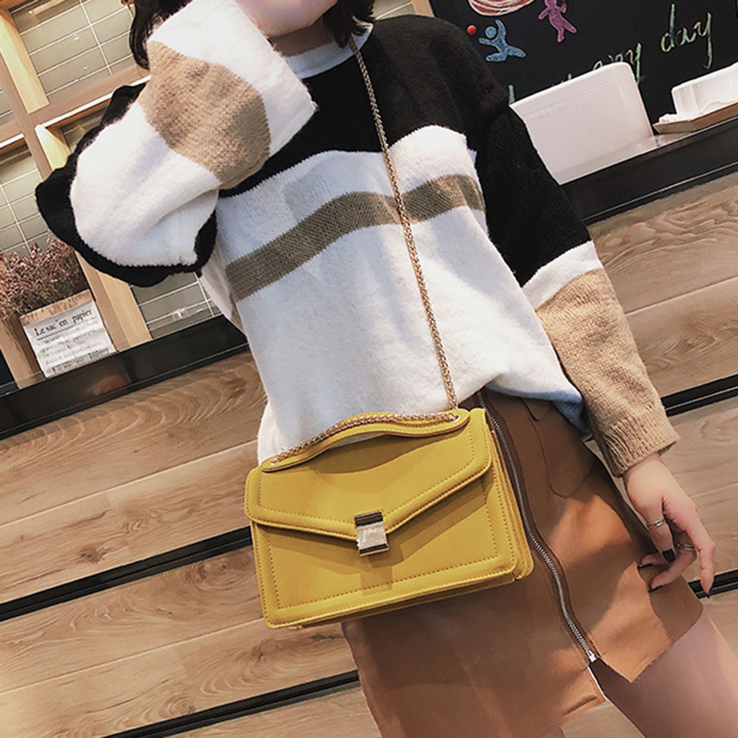 Retro Fashion Female Square Bag New Matte Pu Leather Women's Designer Handbag Chain Shoulder Messenger Bags - ebowsos