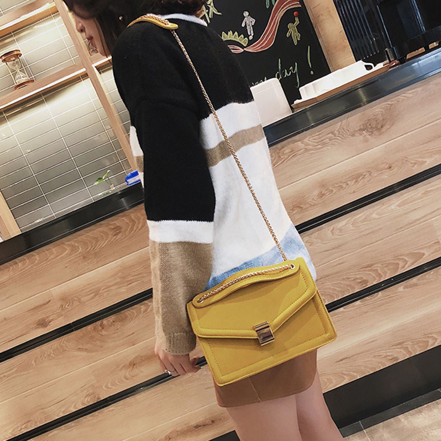 Retro Fashion Female Square Bag New Matte Pu Leather Women's Designer Handbag Chain Shoulder Messenger Bags - ebowsos