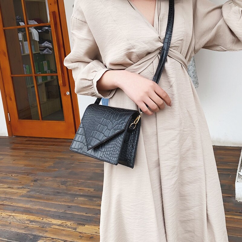 Retro Leather Stone Pattern Shoulder Bag Ladies Fashion Small Crossbody Bag Shoulder Bag Ladies Simple Handbag - ebowsos