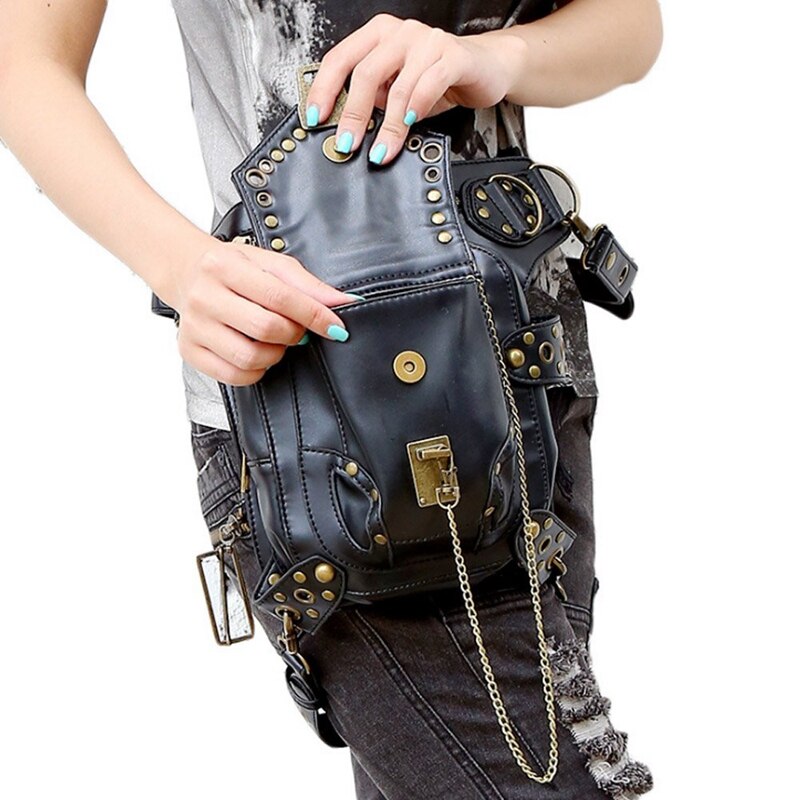 Retro Punk Waist Bag Drop Leg Bag Outdoor Bike Motorcycle Cycling Hiking Fanny Pack Hip/Thigh Bag Utility Pouch Shoulder - ebowsos