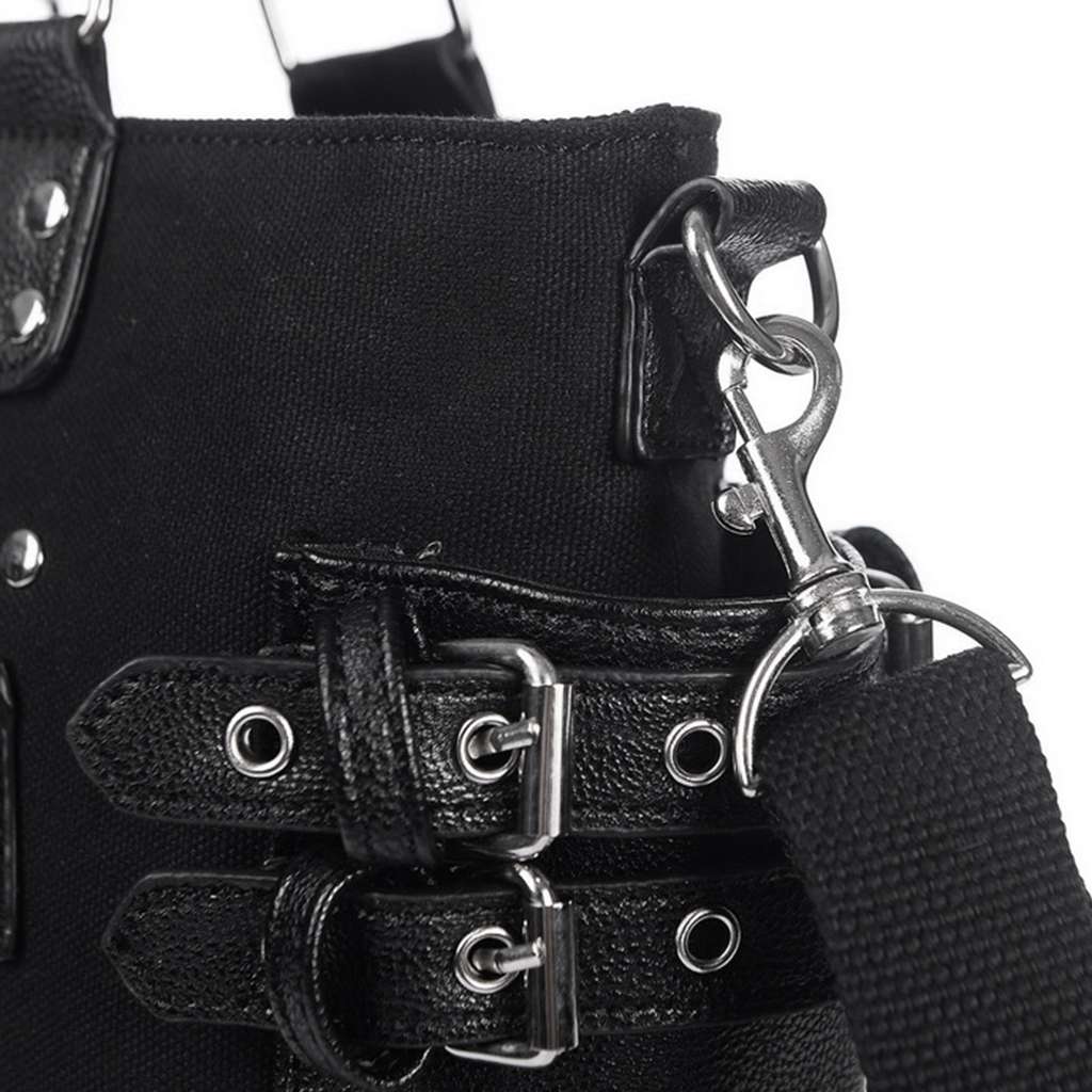 Rock Style Rivet Handbag Fashion Women Punk Casual Tote Zipper Chain Female Motorcycle Shoulder Crossbody Bag - ebowsos