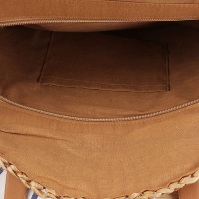 Round Straw Beach Bag Vintage Handmade Woven Shoulder Bag Raffia Circle Rattan Bags Bohemian Summer Vacation Casual Bags - ebowsos