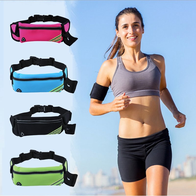 Running Belt Waist Pack Pouch Reflective Water Resistant Cell Phone Holder Bag for Workout Sports Walking Fitness Exercis - ebowsos