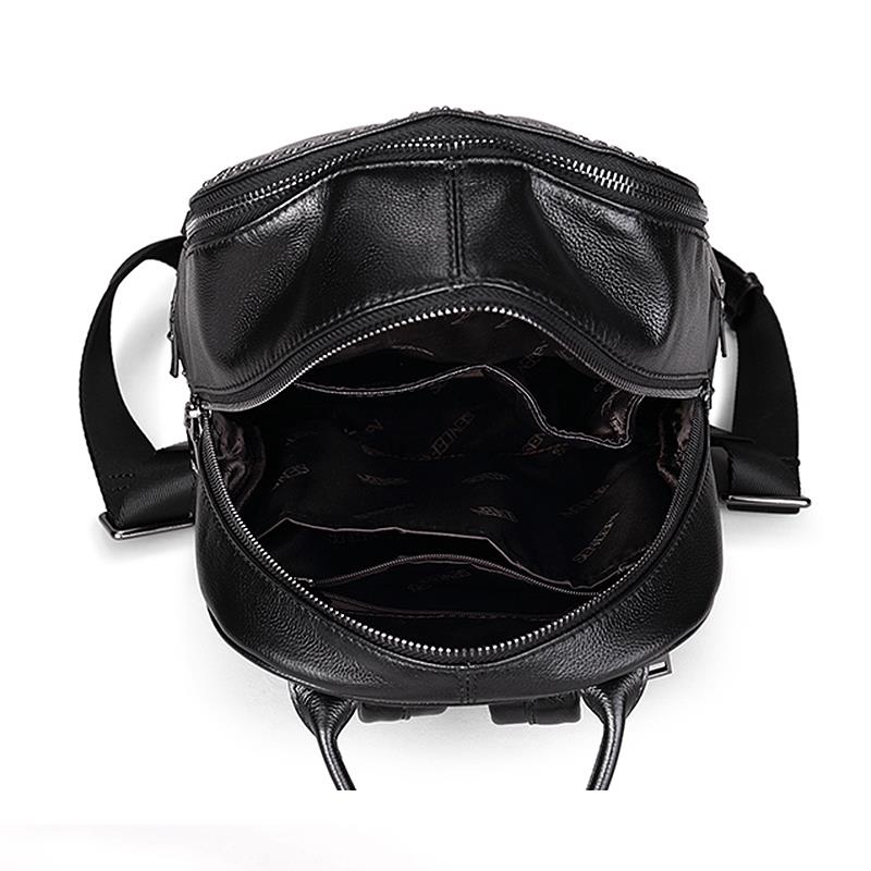 SENDEFN Genuine Leather Backpack Large Capacity Rivet Shoulder Bag Women Casual Backpack Teenage Girls School Travel Bags - ebowsos