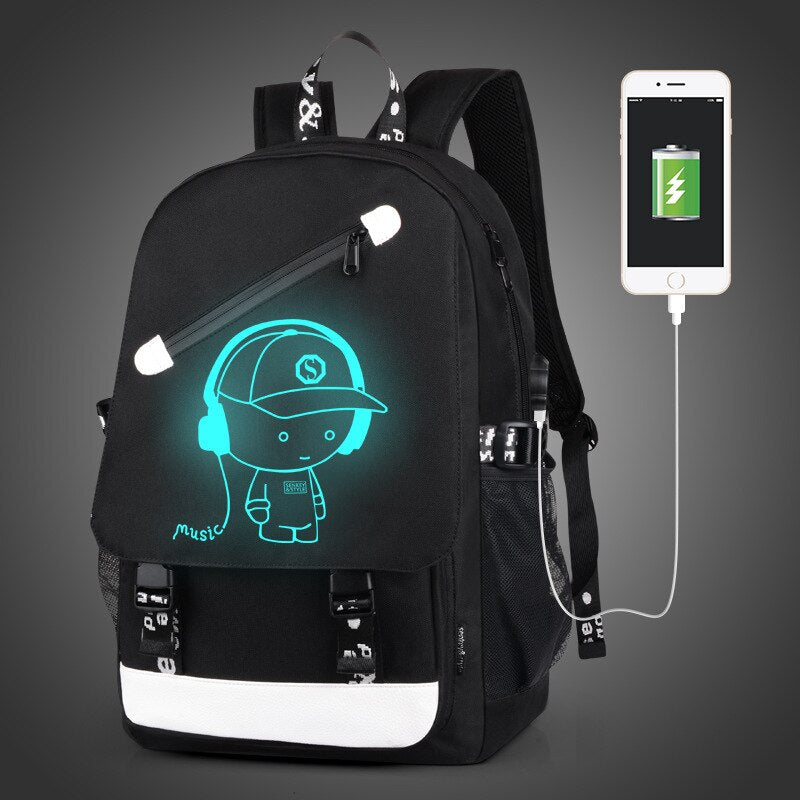 School Backpack Student Luminous Animation Usb Charge Changeover Joint High School Bags Teenager Anti-Theft Backpack - ebowsos