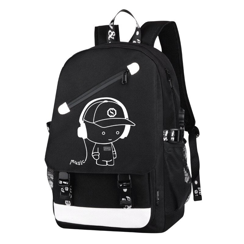 School Backpack Student Luminous Animation Usb Charge Changeover Joint High School Bags Teenager Anti-Theft Backpack - ebowsos