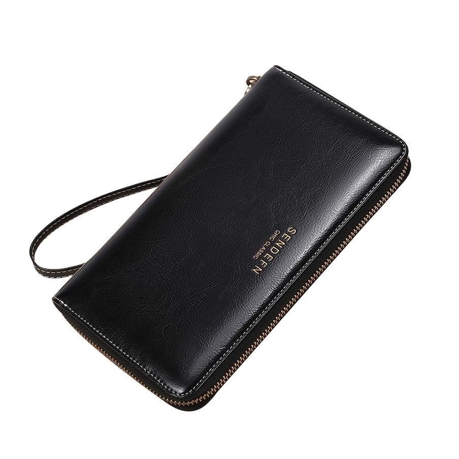 Sendefn Brand Women' Wallet Ladies Luxury Purse  Long Wallets Soild Female Fashion Leather Clutch Zipper Bag 7Plus 5054H- - ebowsos