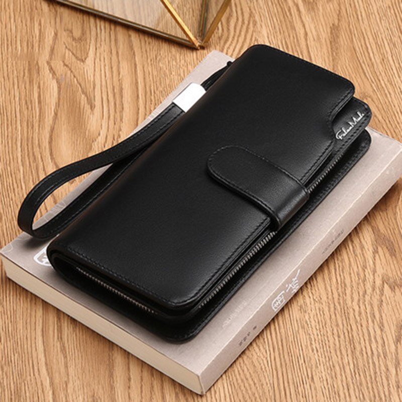 Sendefn Clutch Wallet Long Purse Wallet Luxury Male PU Wallet Men Zipper Male Wallet Leather Purse - ebowsos