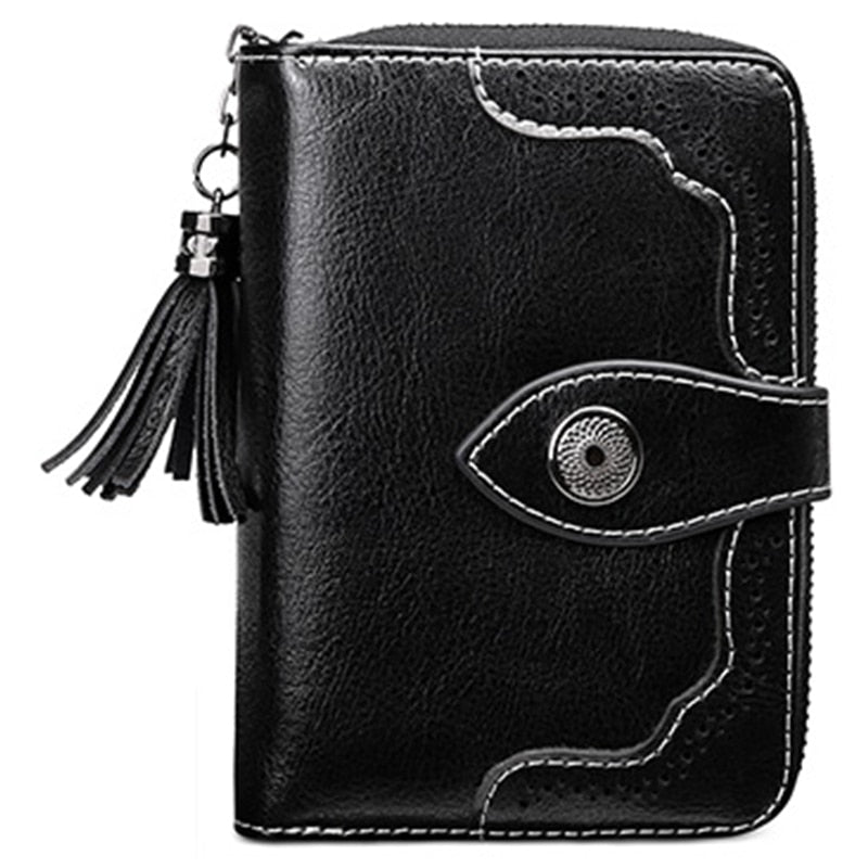 Sendefn Female Small Wallet Women Multifunction Purse Split Leather Wallet For Credit Cards Hollow Out Credit Card Holder - ebowsos