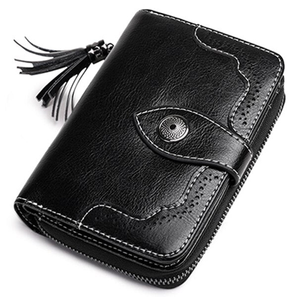 Sendefn Female Small Wallet Women Multifunction Purse Split Leather Wallet For Credit Cards Hollow Out Credit Card Holder - ebowsos