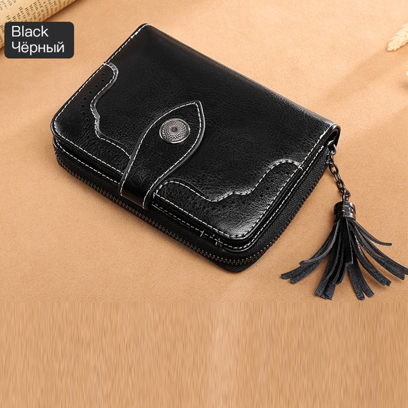 Sendefn Female Small Wallet Women Multifunction Purse Split Leather Wallet For Credit Cards Hollow Out Credit Card Holder - ebowsos