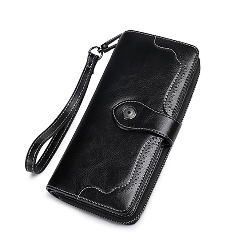 Sendefn Hollow Out Wallet Women Leather Coin Purse Female Long Design Women'S Wallet Zipper With Strap 5197-6 - ebowsos