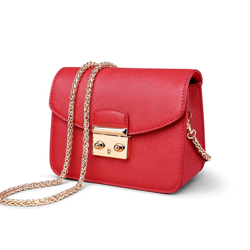 Sendefn Ladies Chain Mini Shoulder Bag Beautiful Trend Diagonal Small Square Bag Leather - ebowsos