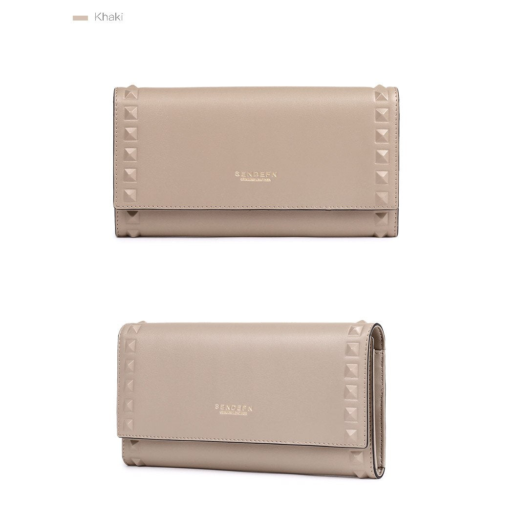 Sendefn Split Leather Wallet Women Purse Coin Purse New Wallet Female Long Wallet Women Purse For Iphone Khaki 5130-65 - ebowsos