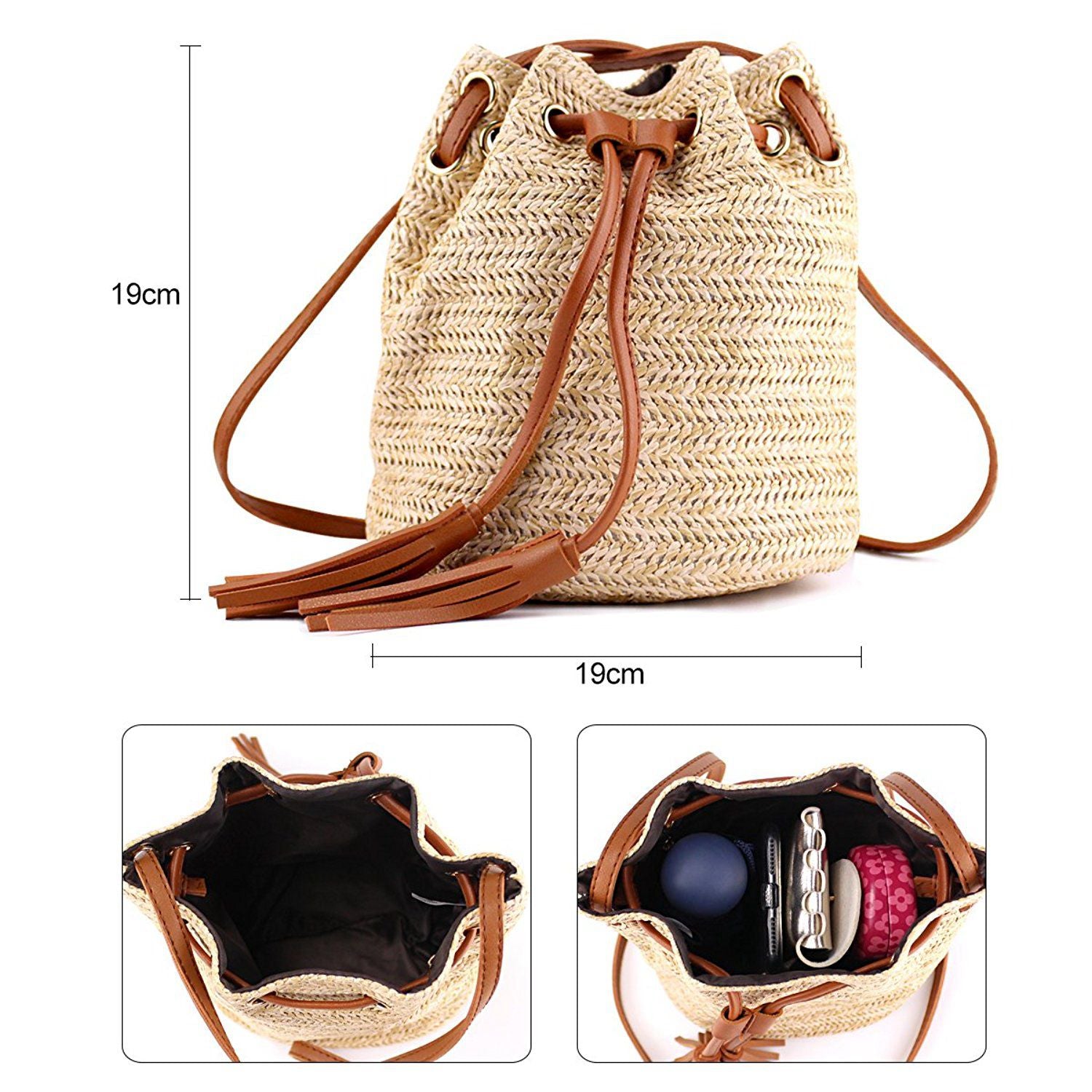 Shoulder Bag Ladies Fabric Summer Beach Bags With Tassels Weaving Crossbody Bag Women Weaving Money Bank Knitted Beach Ha - ebowsos